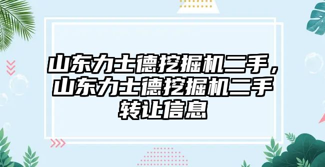 山東力士德挖掘機二手，山東力士德挖掘機二手轉(zhuǎn)讓信息