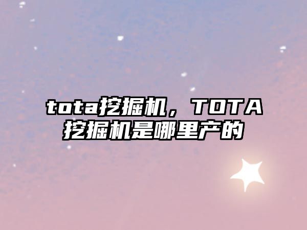 tota挖掘機，TOTA挖掘機是哪里產(chǎn)的