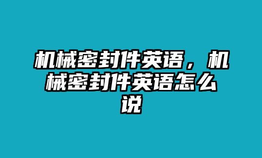 機(jī)械密封件英語，機(jī)械密封件英語怎么說