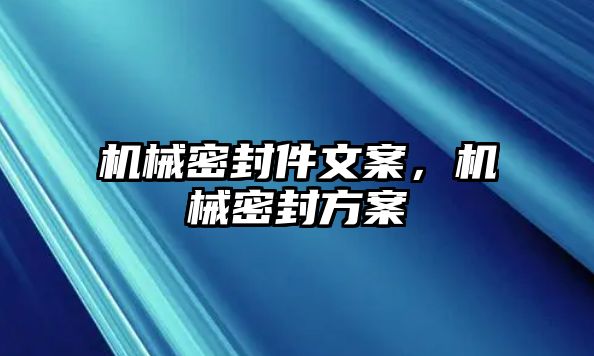 機(jī)械密封件文案，機(jī)械密封方案