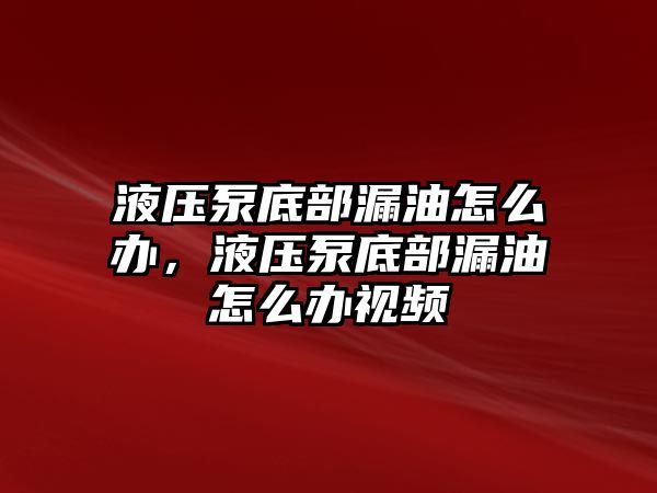 液壓泵底部漏油怎么辦，液壓泵底部漏油怎么辦視頻