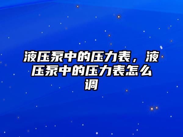 液壓泵中的壓力表，液壓泵中的壓力表怎么調