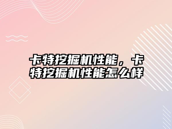 卡特挖掘機性能，卡特挖掘機性能怎么樣