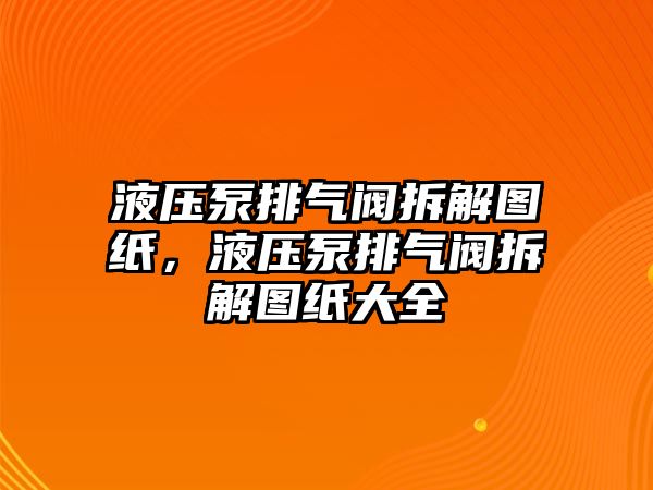 液壓泵排氣閥拆解圖紙，液壓泵排氣閥拆解圖紙大全