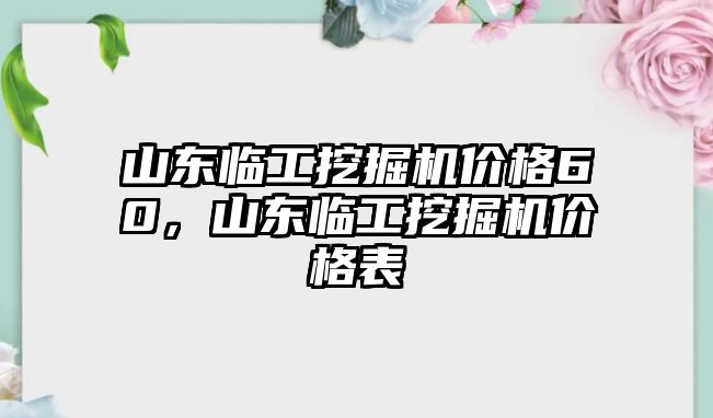 山東臨工挖掘機價格60，山東臨工挖掘機價格表