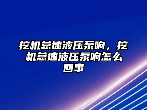 挖機怠速液壓泵響，挖機怠速液壓泵響怎么回事