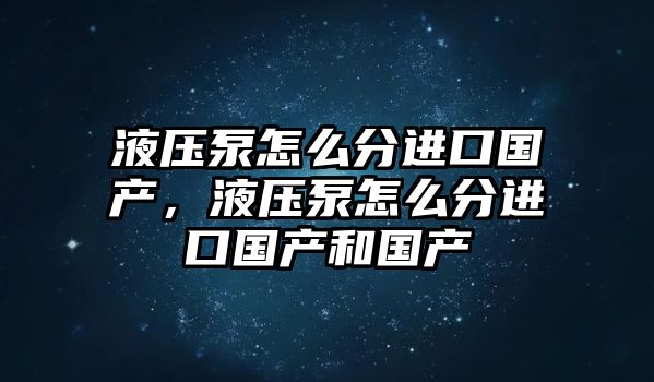 液壓泵怎么分進(jìn)口國(guó)產(chǎn)，液壓泵怎么分進(jìn)口國(guó)產(chǎn)和國(guó)產(chǎn)