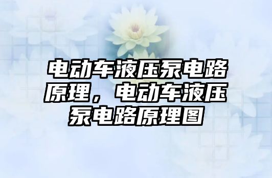 電動車液壓泵電路原理，電動車液壓泵電路原理圖