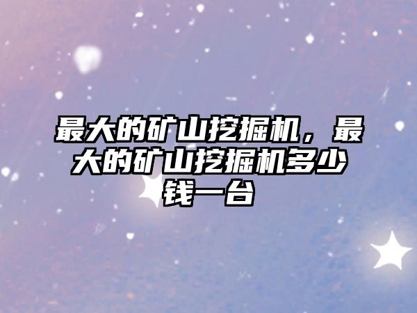 最大的礦山挖掘機，最大的礦山挖掘機多少錢一臺