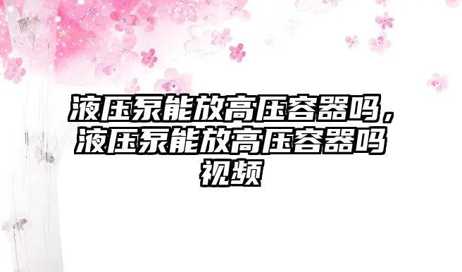 液壓泵能放高壓容器嗎，液壓泵能放高壓容器嗎視頻