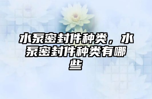 水泵密封件種類(lèi)，水泵密封件種類(lèi)有哪些