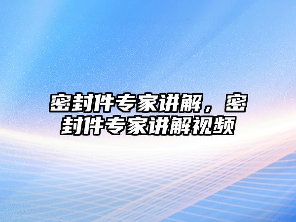 密封件專家講解，密封件專家講解視頻