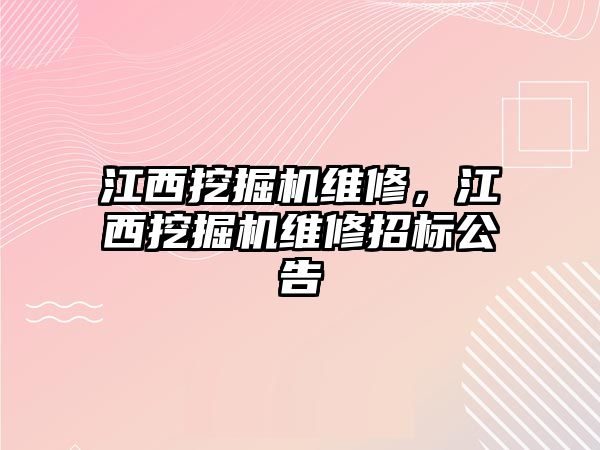 江西挖掘機維修，江西挖掘機維修招標公告