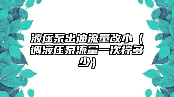 液壓泵出油流量改?。ㄕ{液壓泵流量一次擰多少）