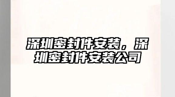 深圳密封件安裝，深圳密封件安裝公司