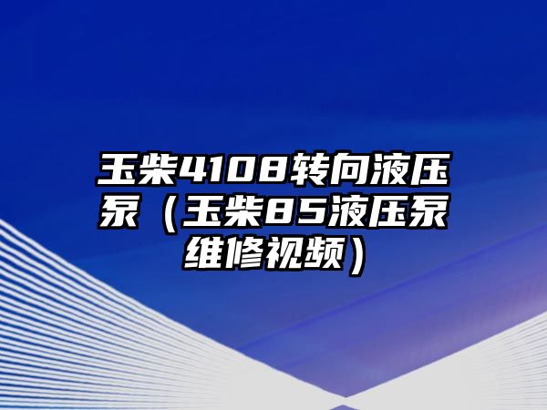 玉柴4108轉向液壓泵（玉柴85液壓泵維修視頻）