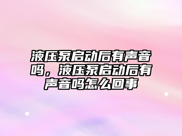 液壓泵啟動后有聲音嗎，液壓泵啟動后有聲音嗎怎么回事