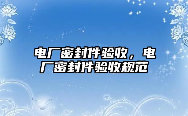 電廠密封件驗收，電廠密封件驗收規(guī)范