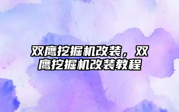 雙鷹挖掘機(jī)改裝，雙鷹挖掘機(jī)改裝教程