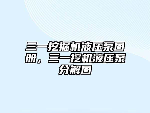 三一挖掘機液壓泵圖冊，三一挖機液壓泵分解圖