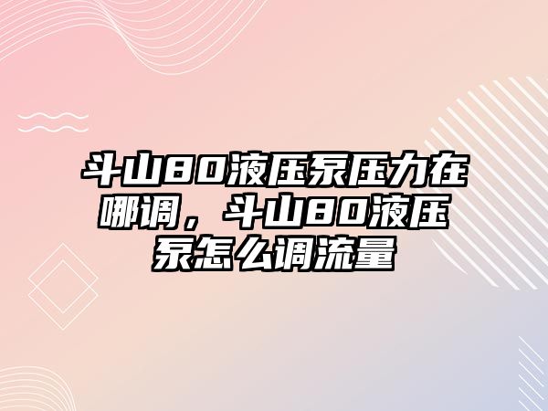 斗山80液壓泵壓力在哪調(diào)，斗山80液壓泵怎么調(diào)流量