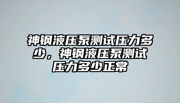 神鋼液壓泵測試壓力多少，神鋼液壓泵測試壓力多少正常