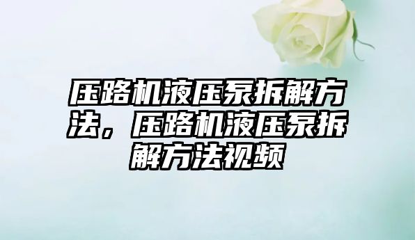 壓路機液壓泵拆解方法，壓路機液壓泵拆解方法視頻