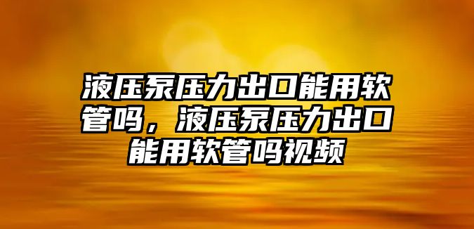 液壓泵壓力出口能用軟管嗎，液壓泵壓力出口能用軟管嗎視頻