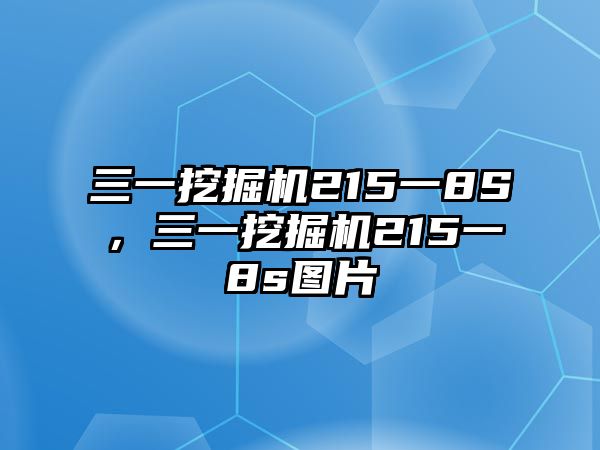 三一挖掘機(jī)215一8S，三一挖掘機(jī)215一8s圖片