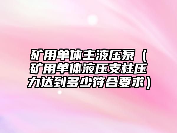 礦用單體主液壓泵（礦用單體液壓支柱壓力達(dá)到多少符合要求）