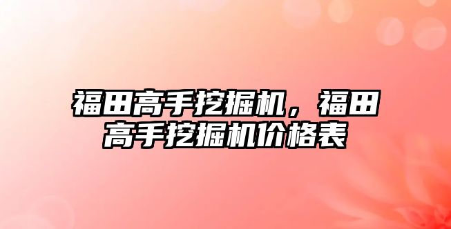 福田高手挖掘機，福田高手挖掘機價格表