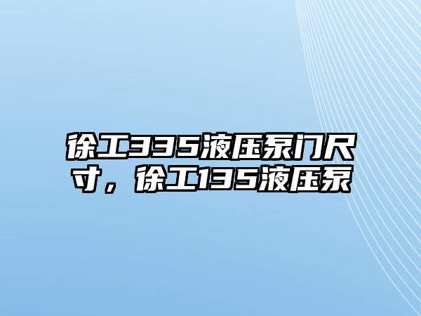 徐工335液壓泵門尺寸，徐工135液壓泵