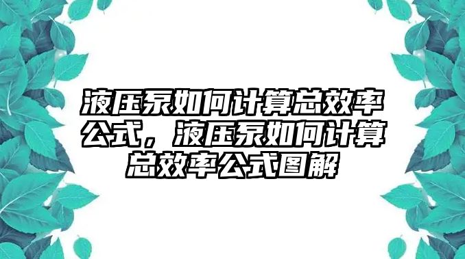 液壓泵如何計算總效率公式，液壓泵如何計算總效率公式圖解