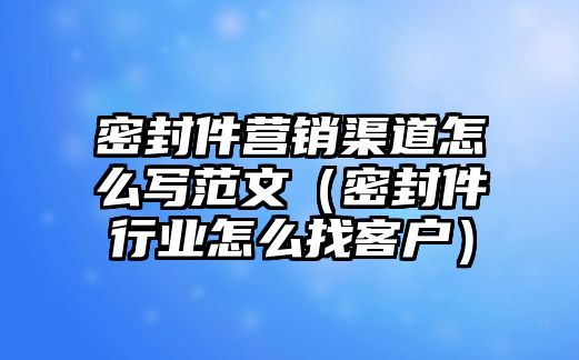 密封件營(yíng)銷(xiāo)渠道怎么寫(xiě)范文（密封件行業(yè)怎么找客戶(hù)）