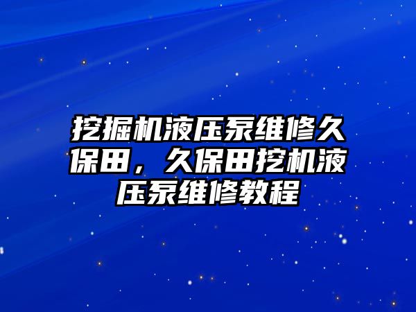 挖掘機(jī)液壓泵維修久保田，久保田挖機(jī)液壓泵維修教程