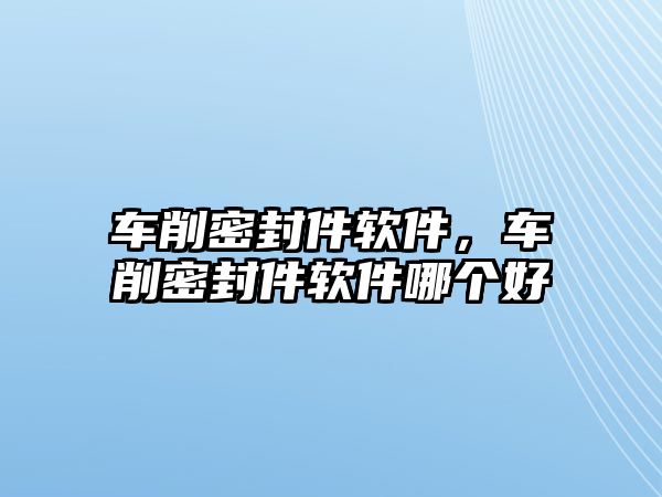 車削密封件軟件，車削密封件軟件哪個(gè)好