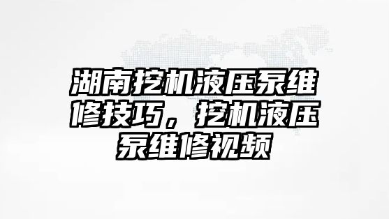 湖南挖機液壓泵維修技巧，挖機液壓泵維修視頻