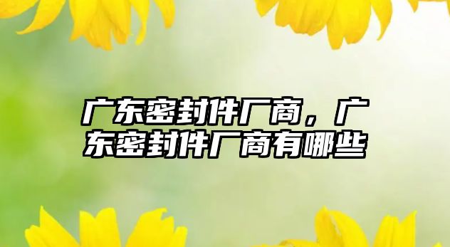 廣東密封件廠商，廣東密封件廠商有哪些