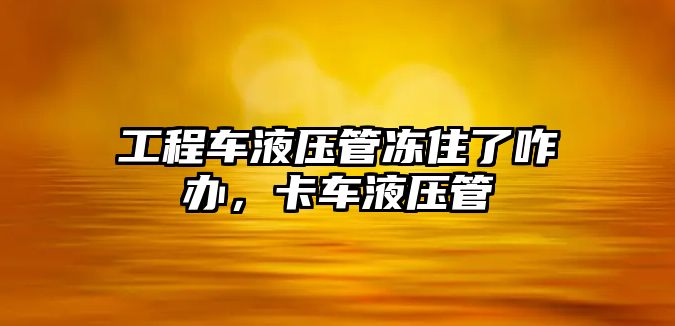 工程車液壓管凍住了咋辦，卡車液壓管