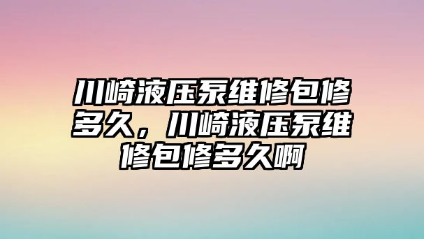 川崎液壓泵維修包修多久，川崎液壓泵維修包修多久啊