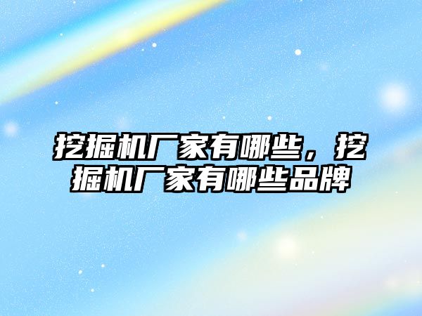 挖掘機廠家有哪些，挖掘機廠家有哪些品牌