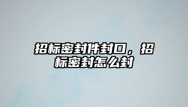 招標密封件封口，招標密封怎么封