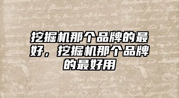 挖掘機(jī)那個(gè)品牌的最好，挖掘機(jī)那個(gè)品牌的最好用