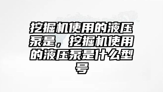 挖掘機使用的液壓泵是，挖掘機使用的液壓泵是什么型號