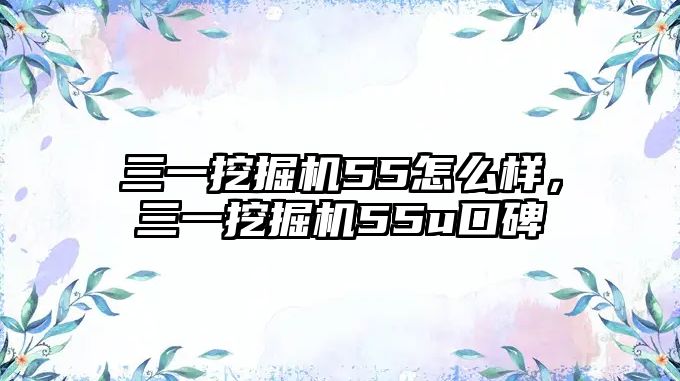 三一挖掘機(jī)55怎么樣，三一挖掘機(jī)55u口碑