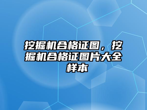 挖掘機合格證圖，挖掘機合格證圖片大全 樣本