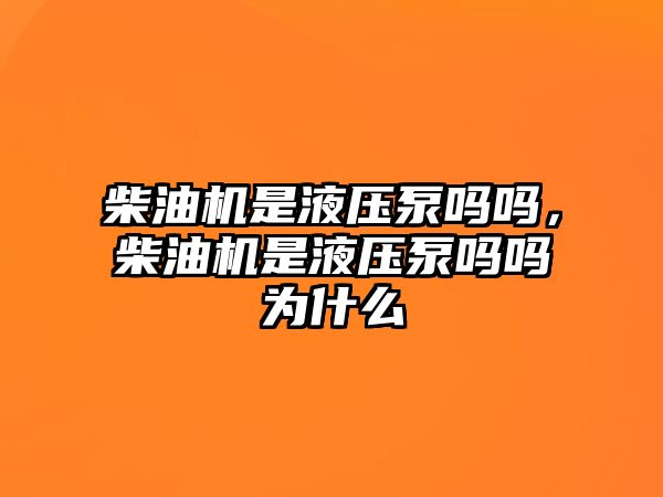 柴油機是液壓泵嗎嗎，柴油機是液壓泵嗎嗎為什么