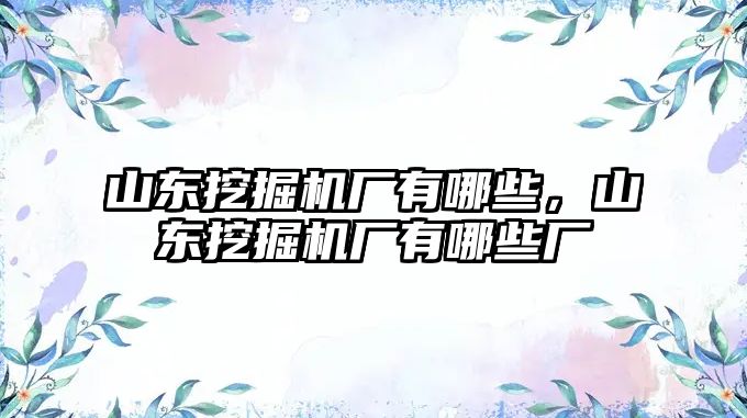 山東挖掘機廠有哪些，山東挖掘機廠有哪些廠