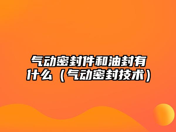 氣動密封件和油封有什么（氣動密封技術）