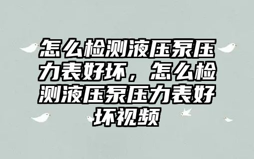 怎么檢測液壓泵壓力表好壞，怎么檢測液壓泵壓力表好壞視頻